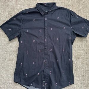Globe Black Short Sleeve Shirt with Pink Accents